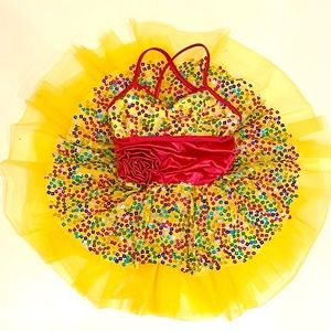 Children's yellow colourful party dress